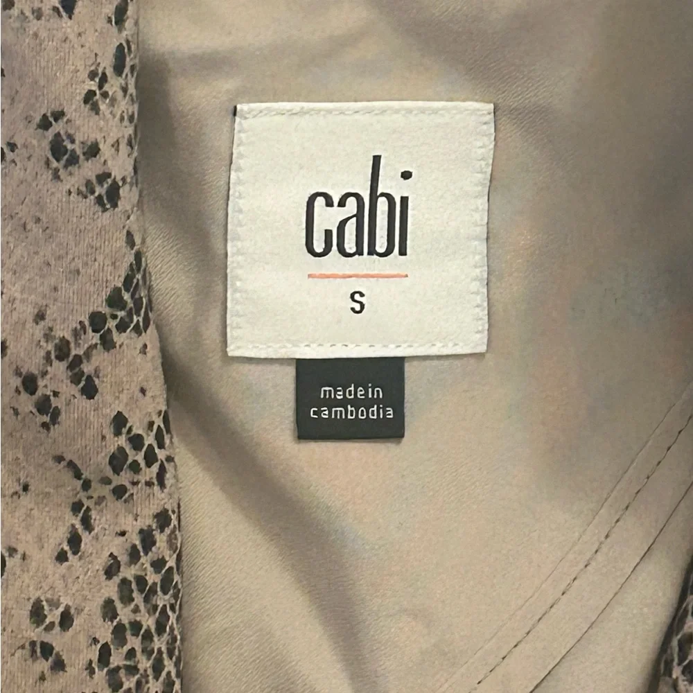 CABI Sz S King Cobra Snake Print Ponte Knit Beige Black Coat - Picture 6 of 9